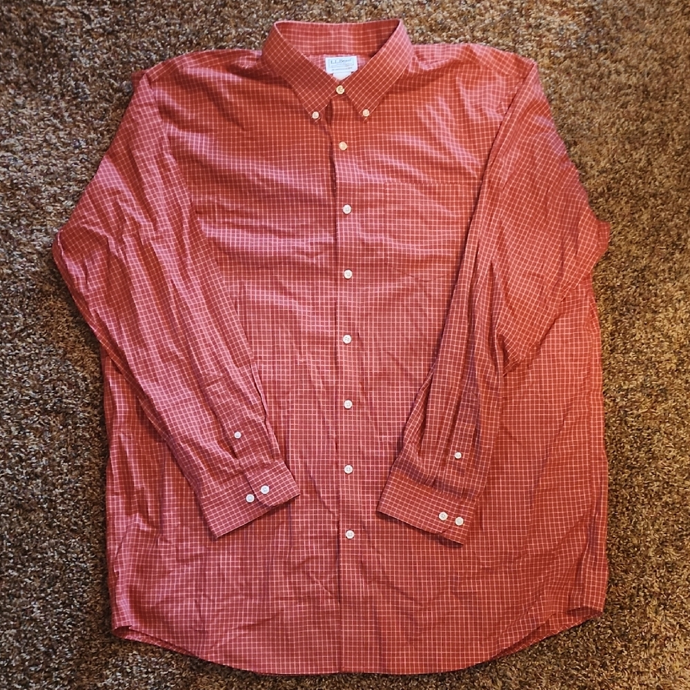 L.L. Bean Red Casual Button Down Shirt